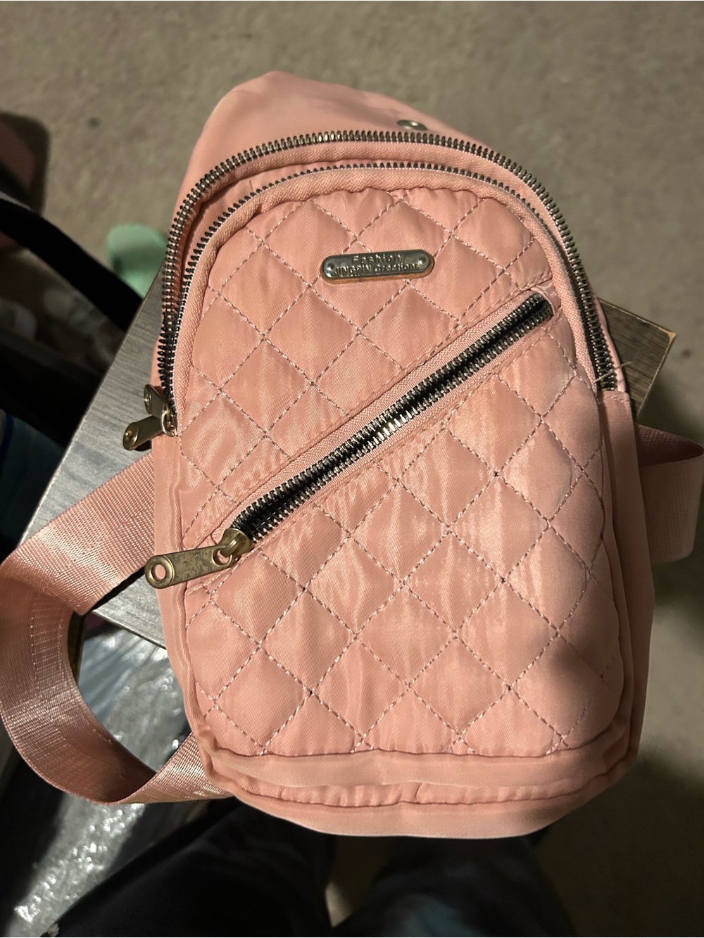 Quilted Pink Crossbody Mini Backpack